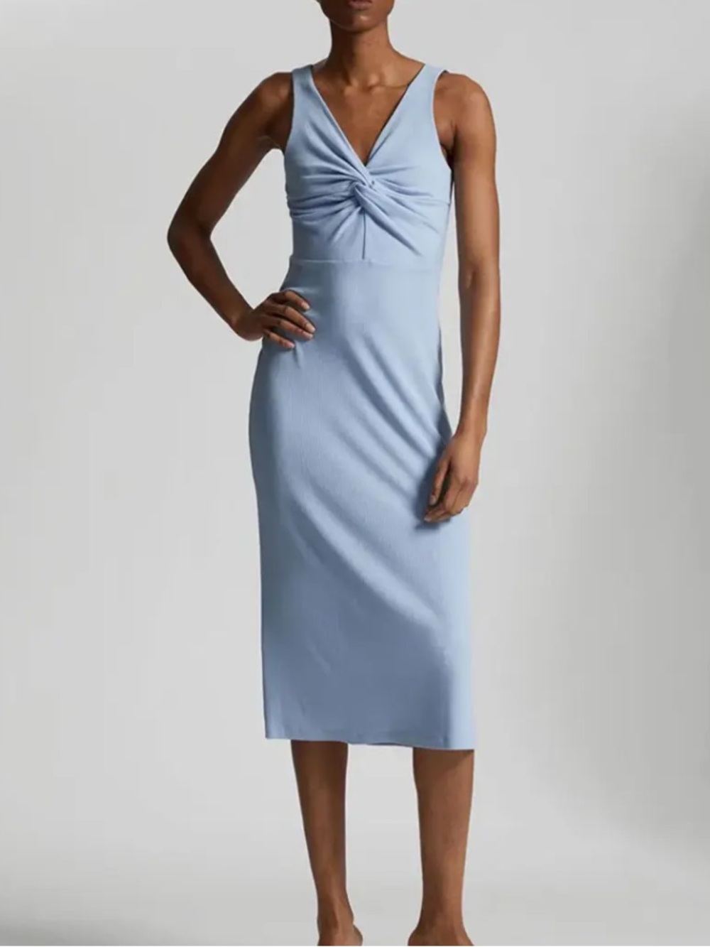NWT & OTHER STORIES Cornflower Front Twist Midi Dress
